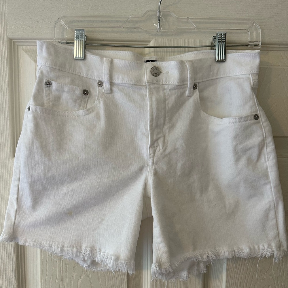 GAP White Jean Shorts with Frayed Hem